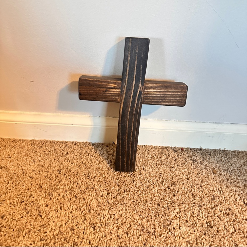 Handmade Brown Wooden Cross Wall Decor